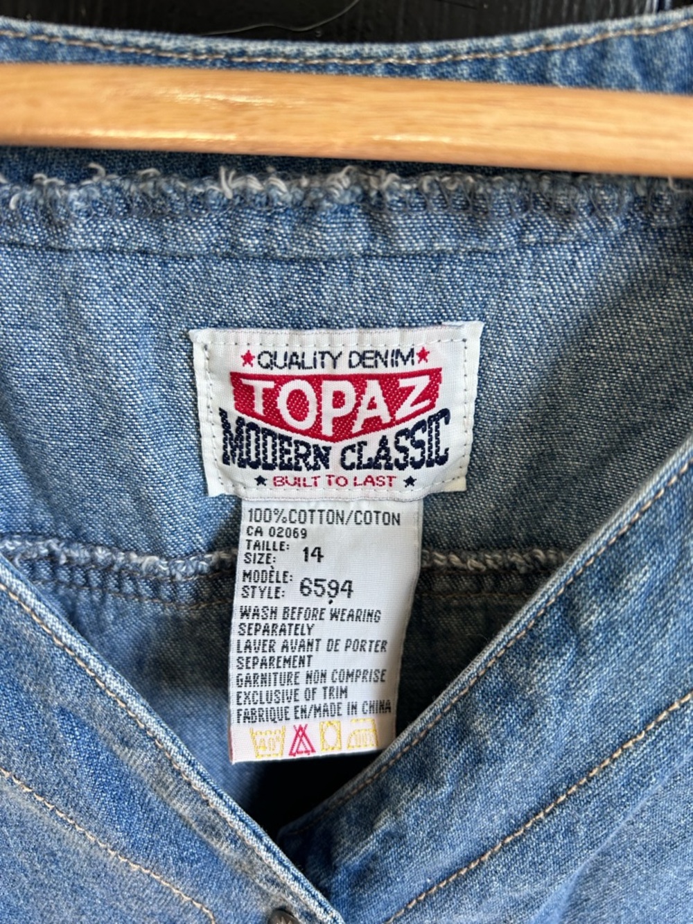 Vintage-Blue Denim Button-Front Dress w. Pockets - Picture 3 of 9
